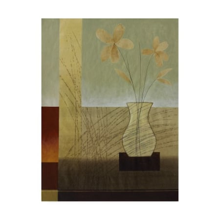 Pablo Esteban 'Flowers In Vase And Scratches' Canvas Art,24x32